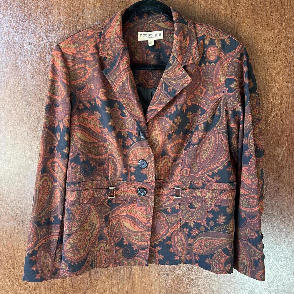 Vintage Y2K Whimsigoth‎ Maroon & Brown W's PXL Paisley Blazer